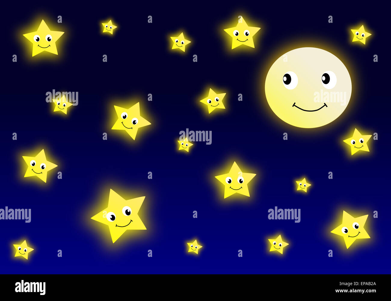 Mond und die Sterne in der blauen Nacht Stockfoto, Bild: 82592114 - Alamy