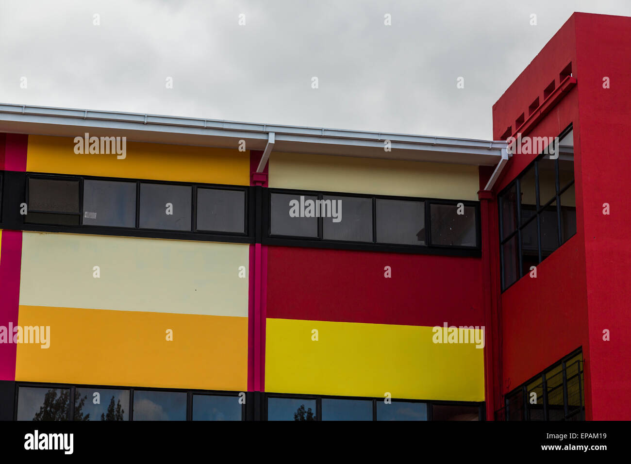 Detail der bunten Schule Fassade, Punta Arenas, Chile Stockfoto