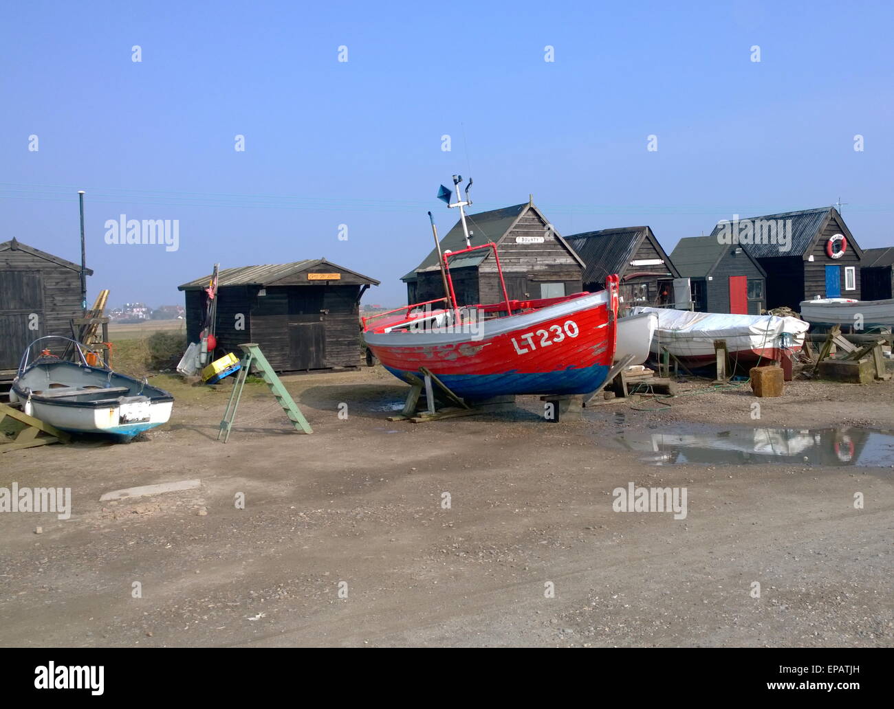 Werften am Walberswick Suffolk mit Fisch Schuppen Stockfoto