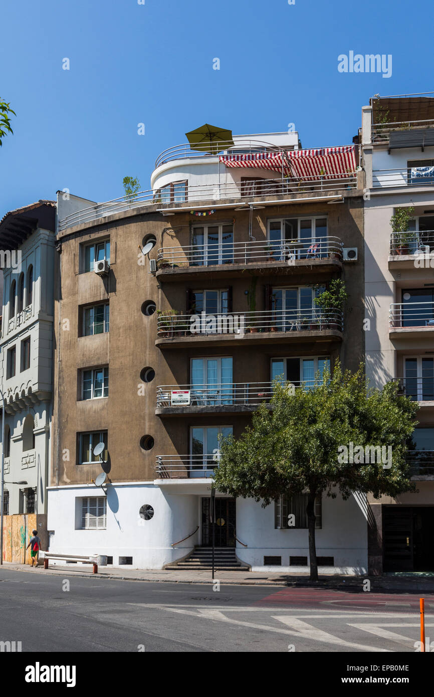 Art-Deco-Appartementhaus, Santigao, Chile Stockfoto