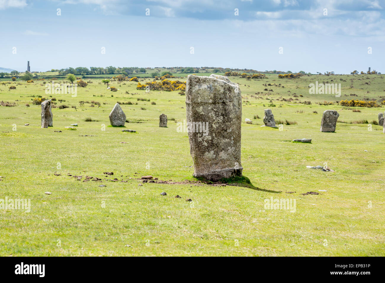 Die Hurlers Bodmin Moor Stein Kreis Cornwall England uk Stockfoto