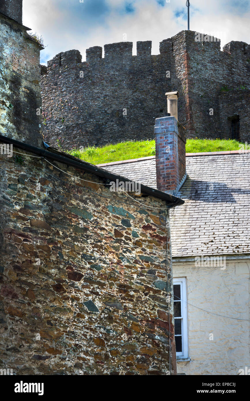 Town House übersehen durch Totne schloss, Devon, England Stockfoto