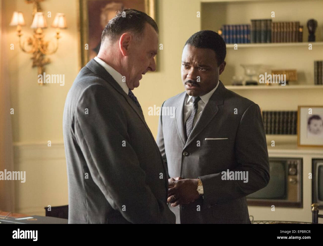 SELMA 2014 Paramount Pictures Film mit David Oyelowo als Martin Luther King Jnr und Tom Wilkinson als Präsident Lyndon Johnson Stockfoto