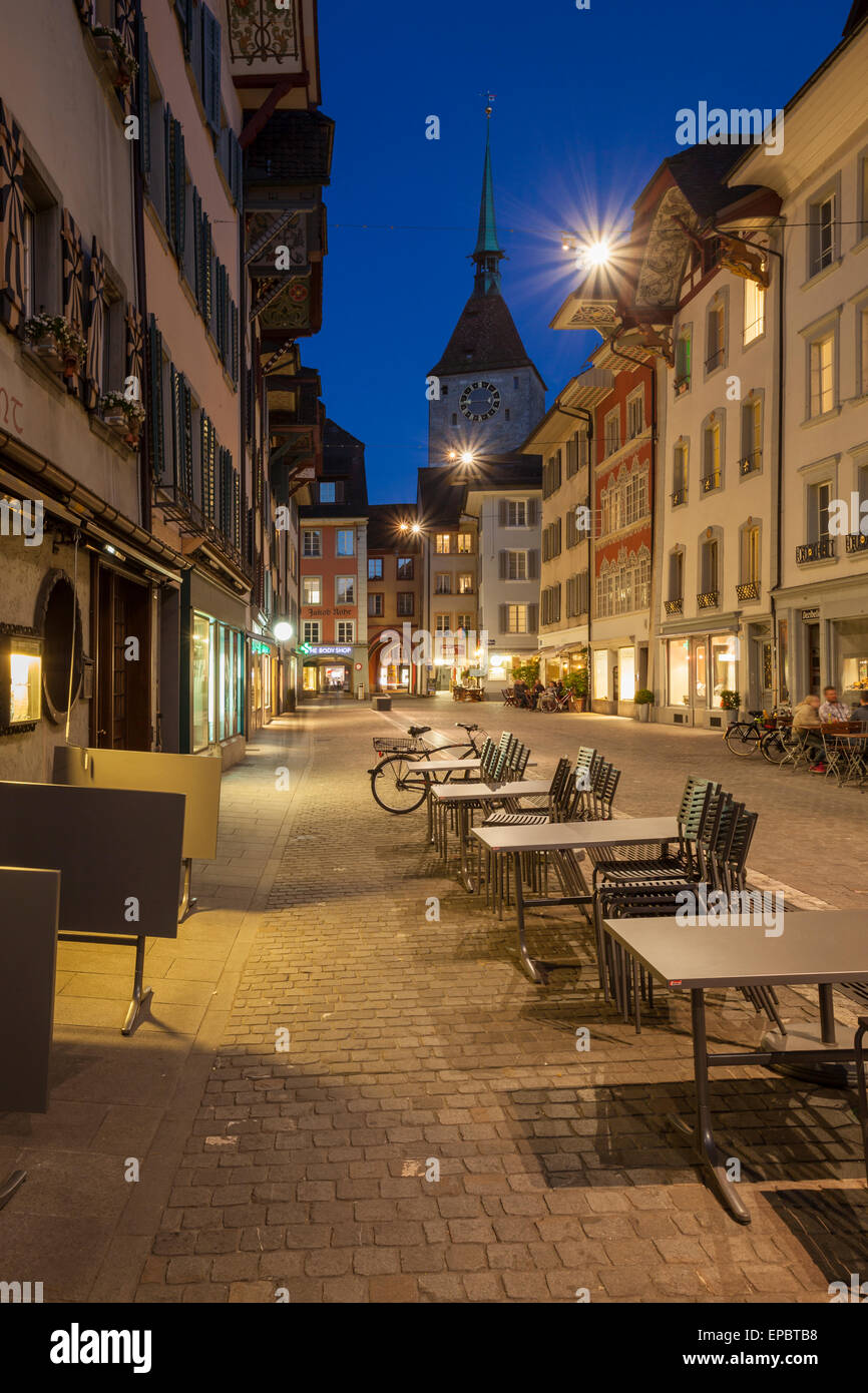 Abend in Aarau, Kanton Aargau, Schweiz. Stockfoto