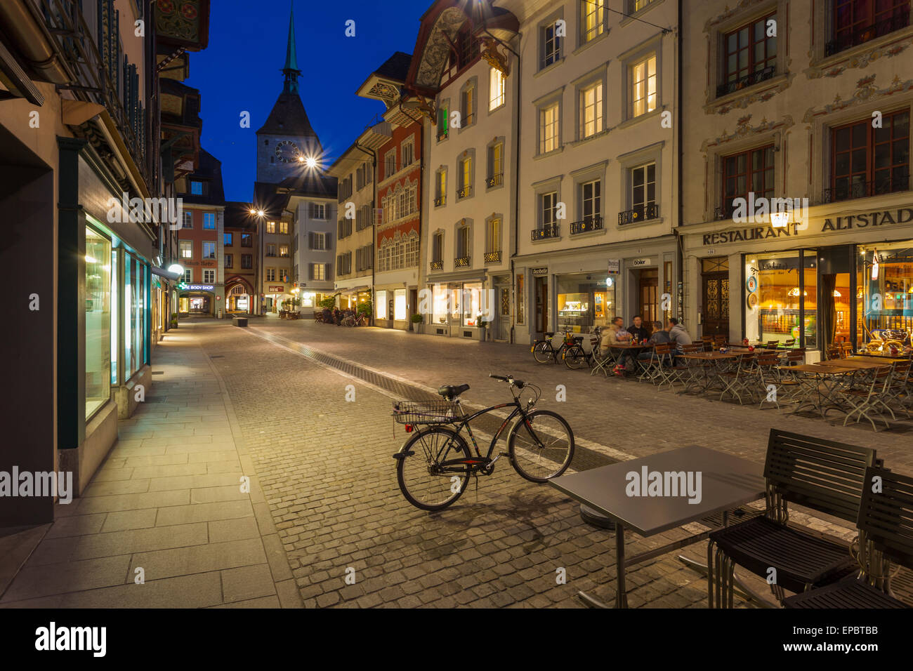 Abend in Aarau, Kanton Aargau, Schweiz. Stockfoto