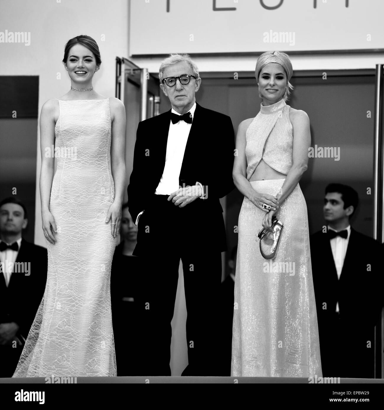 Emma Stone, Woody Allen und Parker Posey, Teilnahme an der Red Carpet Premiere irrationale Mann, 68. Cannes Film Festival, Festival de Cannes 2015, 14.05.2015 Stockfoto