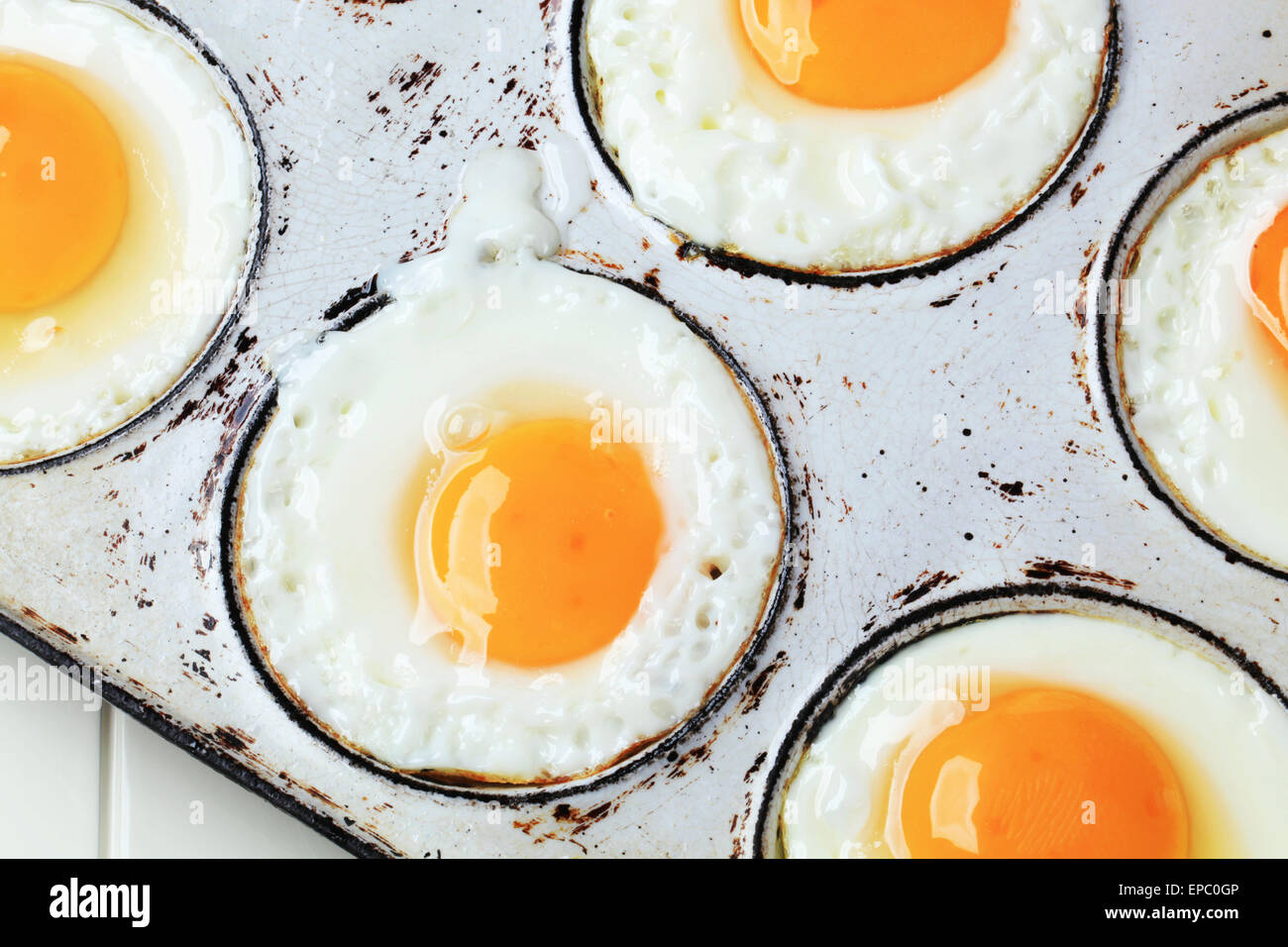 Fried Sonnenseite Eier - detail Stockfoto