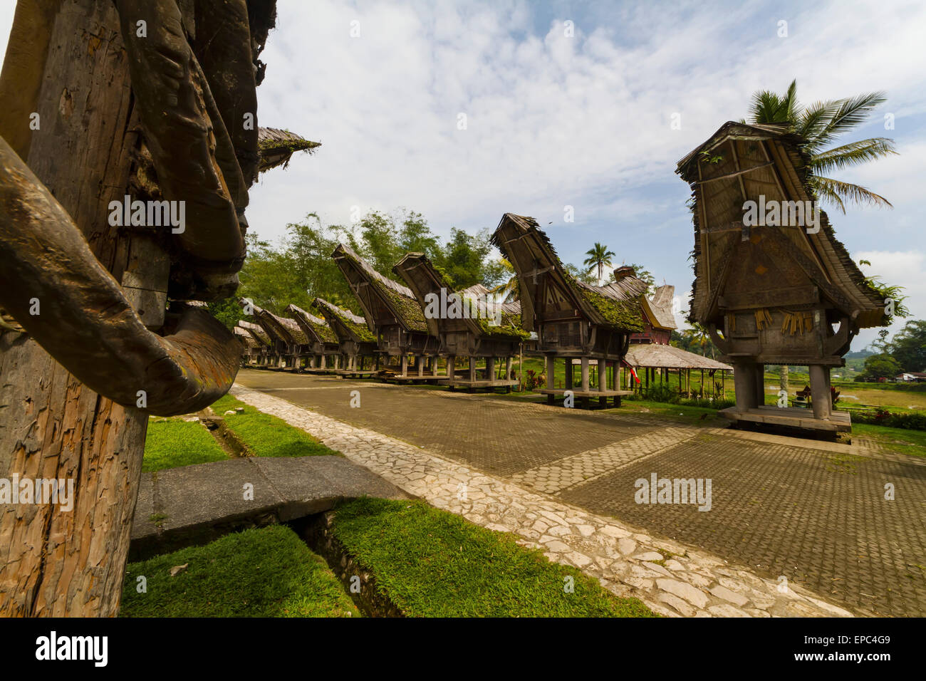 Tongkonans, uralte traditionelle Toraja Häuser in Kete Kesu, Toraja Land, Süd-Sulawesi, Indonesien Stockfoto