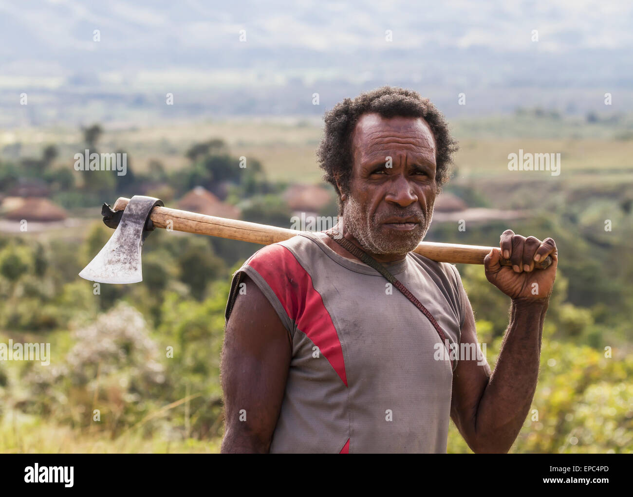 Yani Mann, Baliem Tal, Hochland von West-Neuguinea, Papua, Indonesien Stockfoto