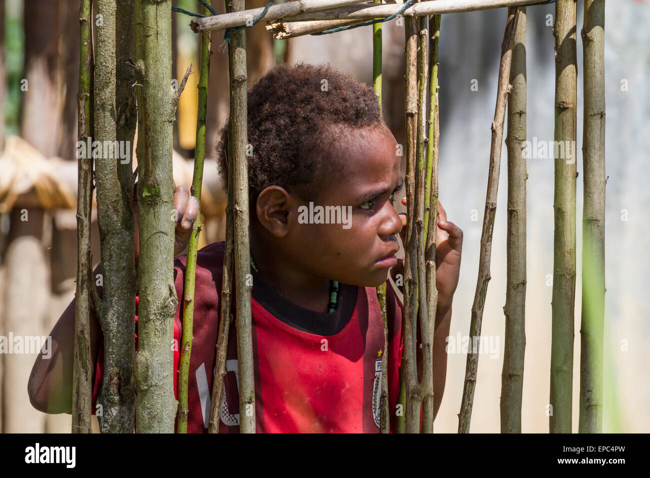 Dani Boy, Baliem Tal, Hochland von West-Neuguinea, Papua, Indonesien Stockfoto
