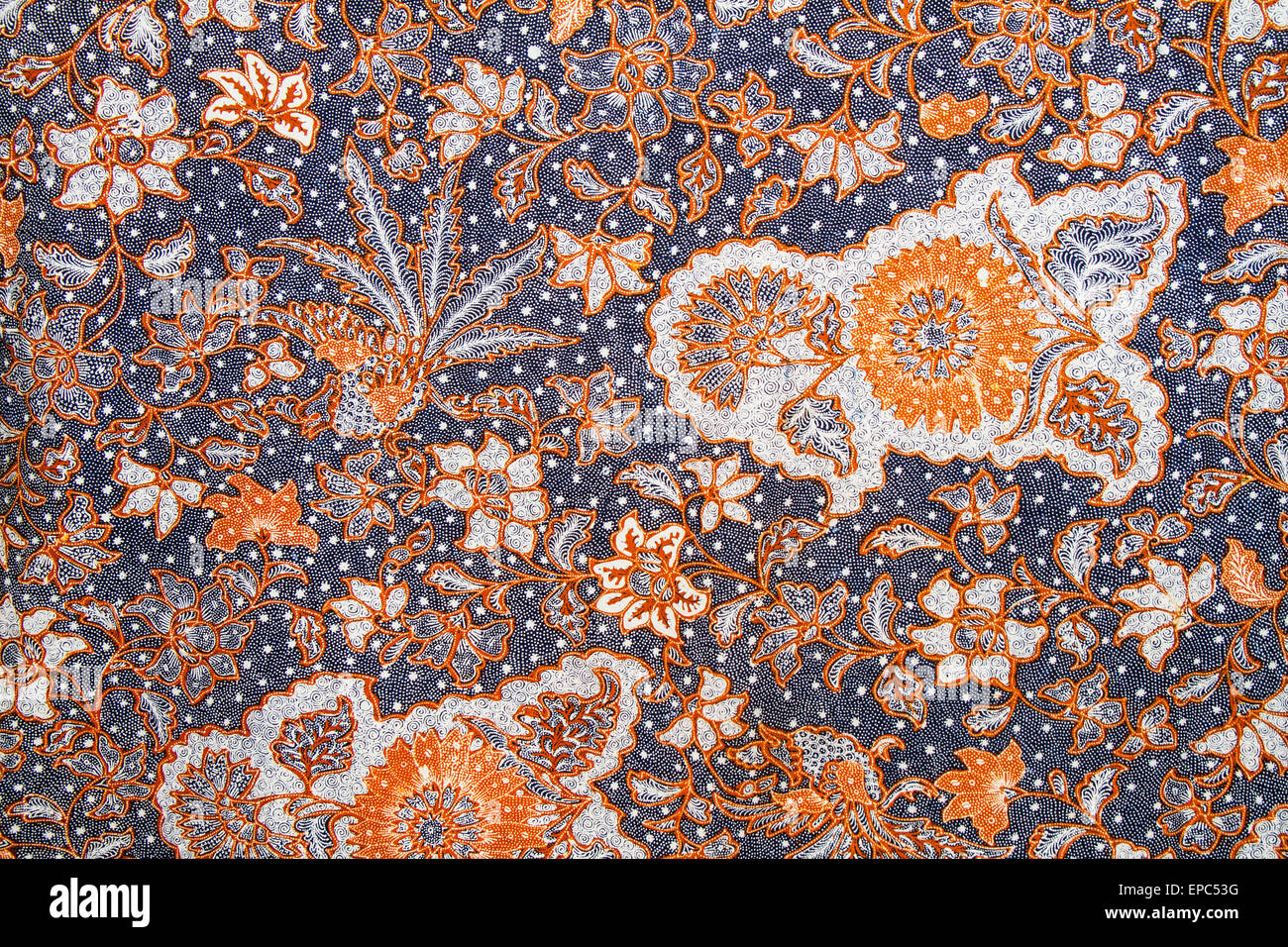 Batik Stoff auf dem Display an der Danar Hadi Batik Museum, Surakarta (Solo), Java, Indonesien Stockfoto