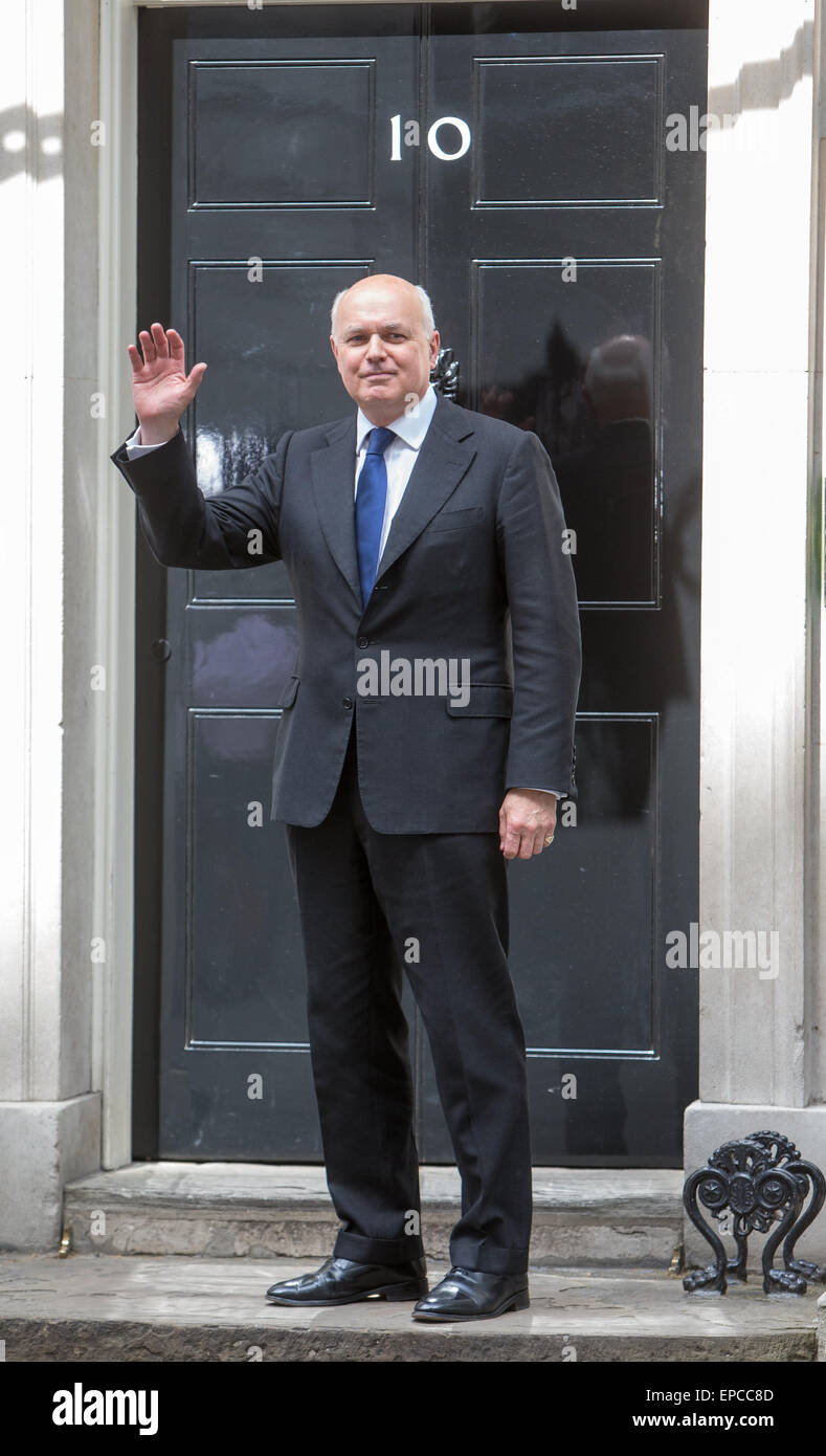 Iain Duncan Smith, Arbeit und Renten Sekretär in 10 Downing Street, nachdem das Kabinett Umbildung Stockfoto
