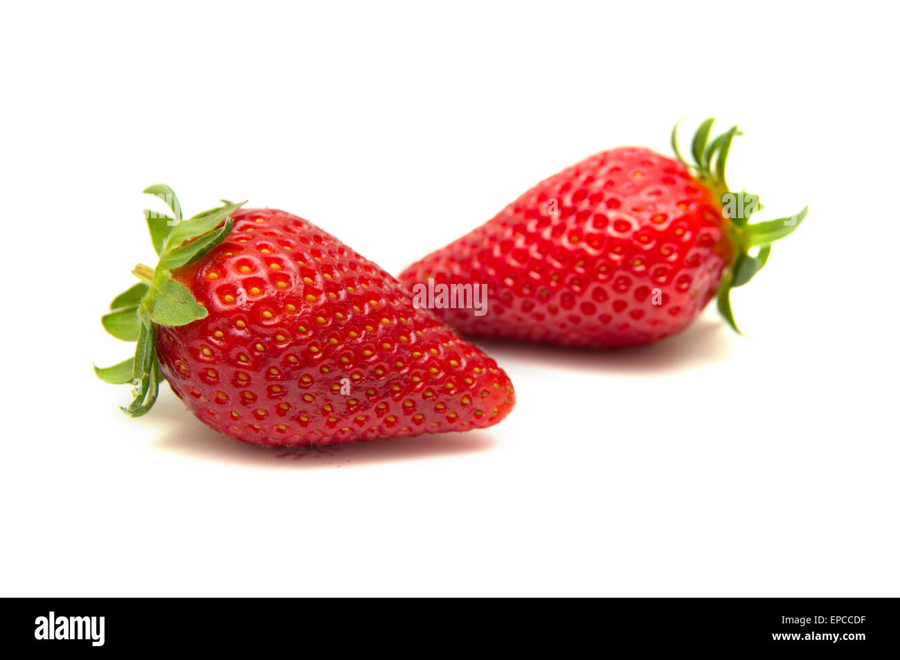 rote Erdbeeren auf weißem Hintergrund isoliert Stockfoto