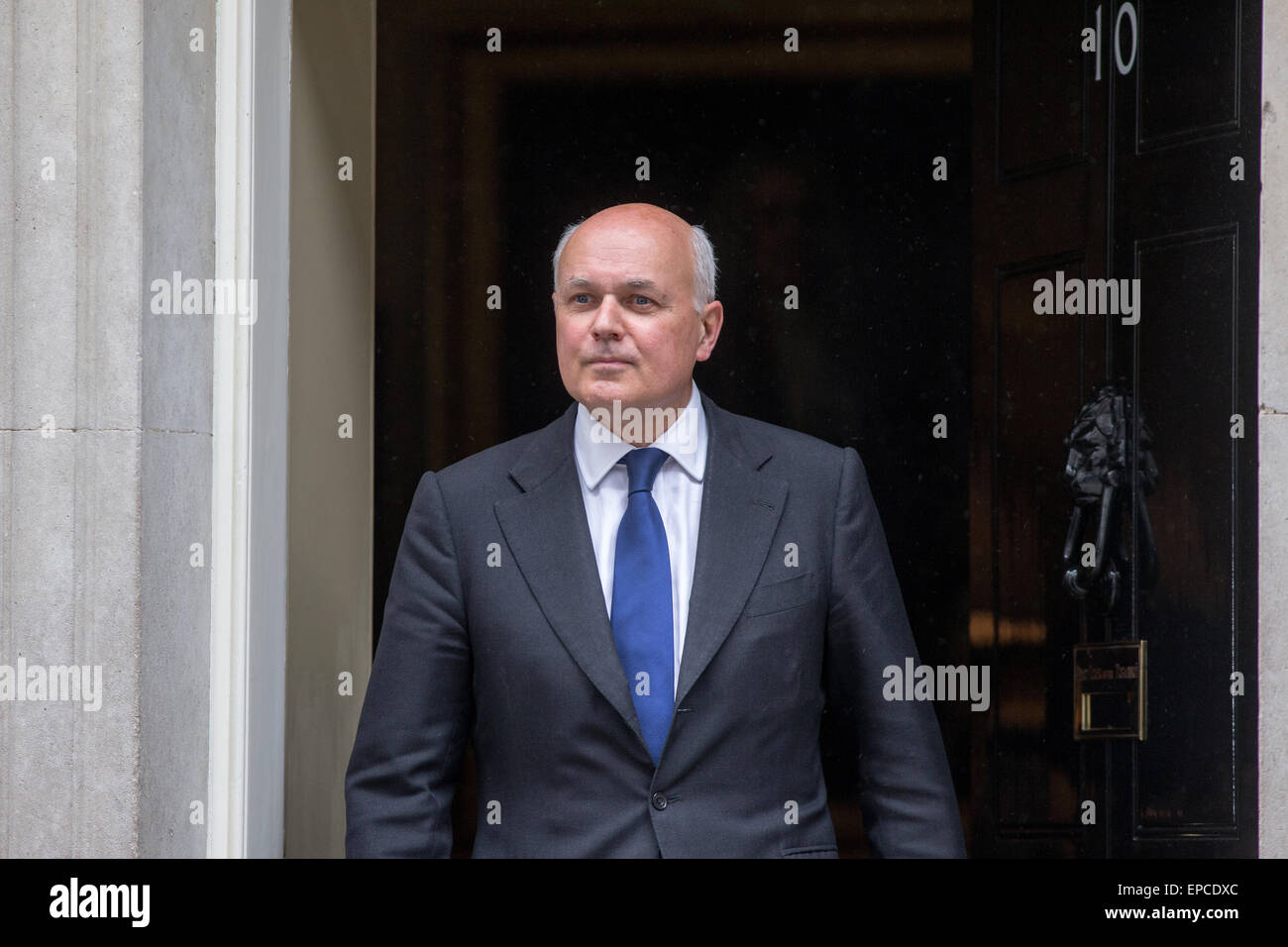 Iain Duncan Smith, Arbeit und Renten Sekretär in 10 Downing Street, nachdem das Kabinett Umbildung Stockfoto