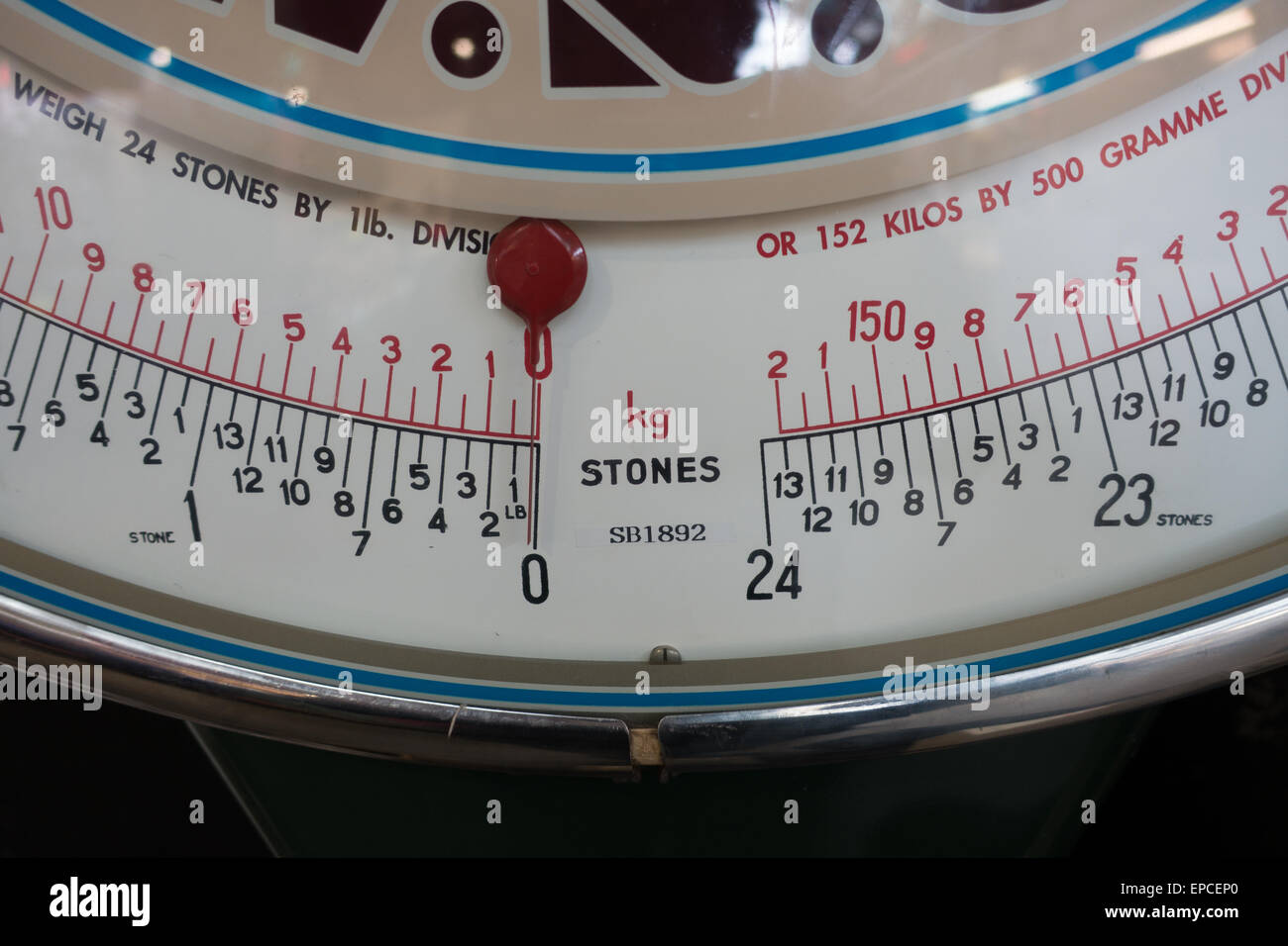 Mit einem Gewicht von Maschine Scanes, 24 Steinen Stockfoto