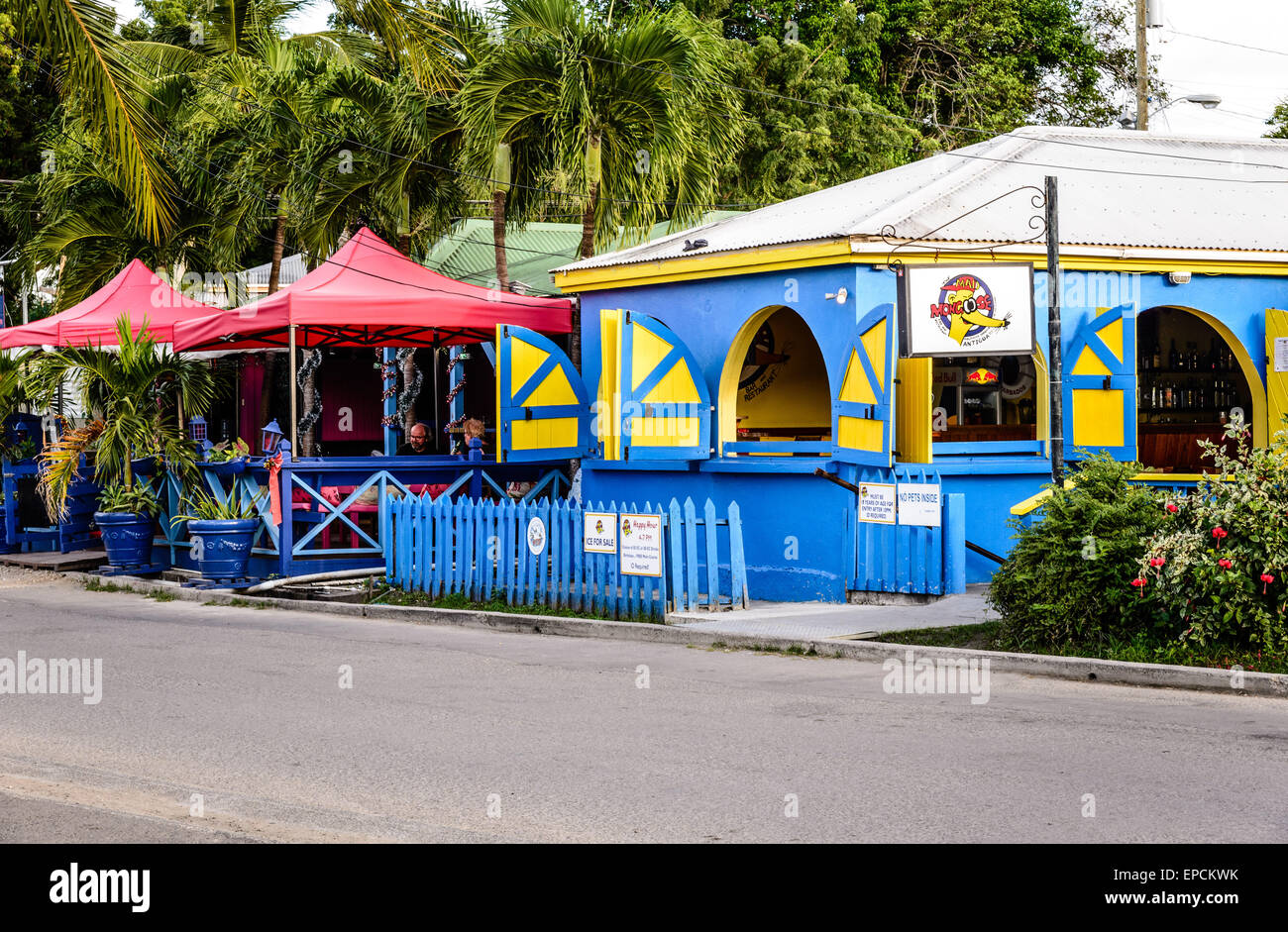 Der verrückte Mongoose Bar und Restaurant, English Harbour, Antigua Stockfoto