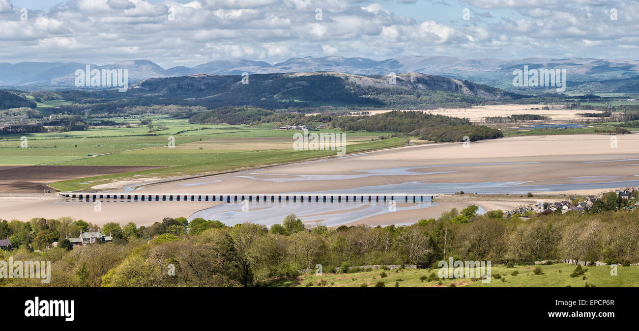 Kent-Mündung und Viadukt, Cumbria.  Panorama-Bild Stockfoto