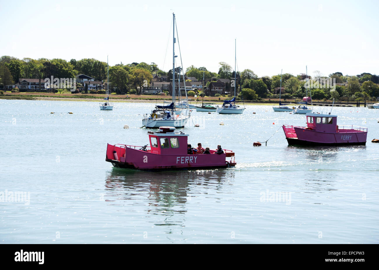 Hamble Southampton Hampshire UK - die berühmten rosa Fähre über den Fluss Hamble Stockfoto