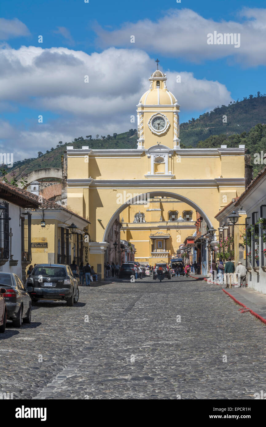 Der Arco de Santa Catalina oder Santa Catalina Arch in Antigua Guatemala. Stockfoto