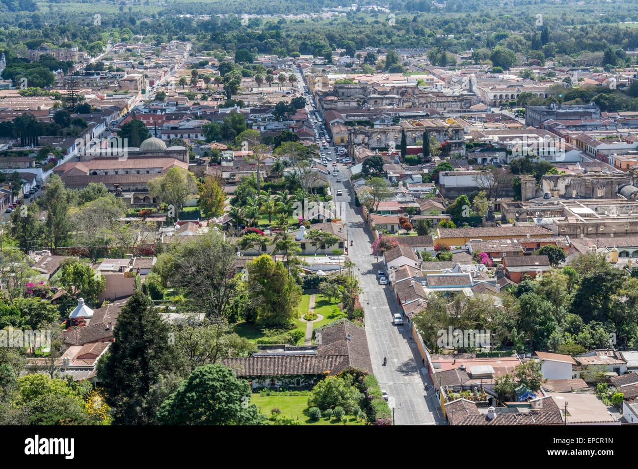 Luftaufnahme von Antigua Guatemala. Stockfoto