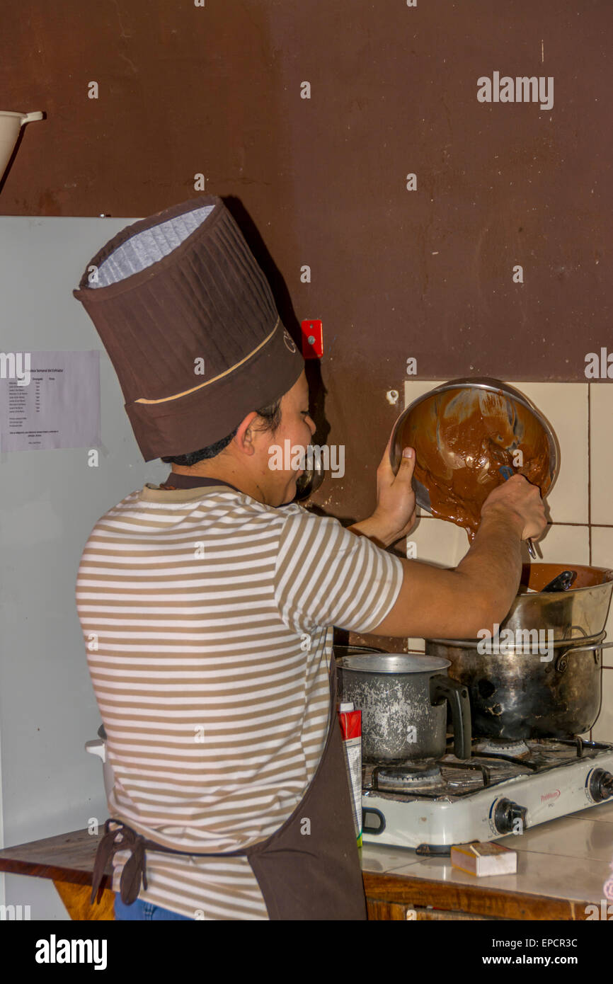 Kochen Schokolade Choco Museo oder Schokoladenmuseum in Antigua Guatemala Stockfoto