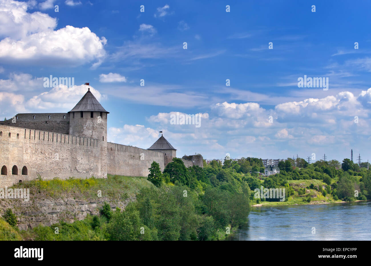 Ivangorod Festung an der Grenze zwischen Russland und Estland Stockfoto