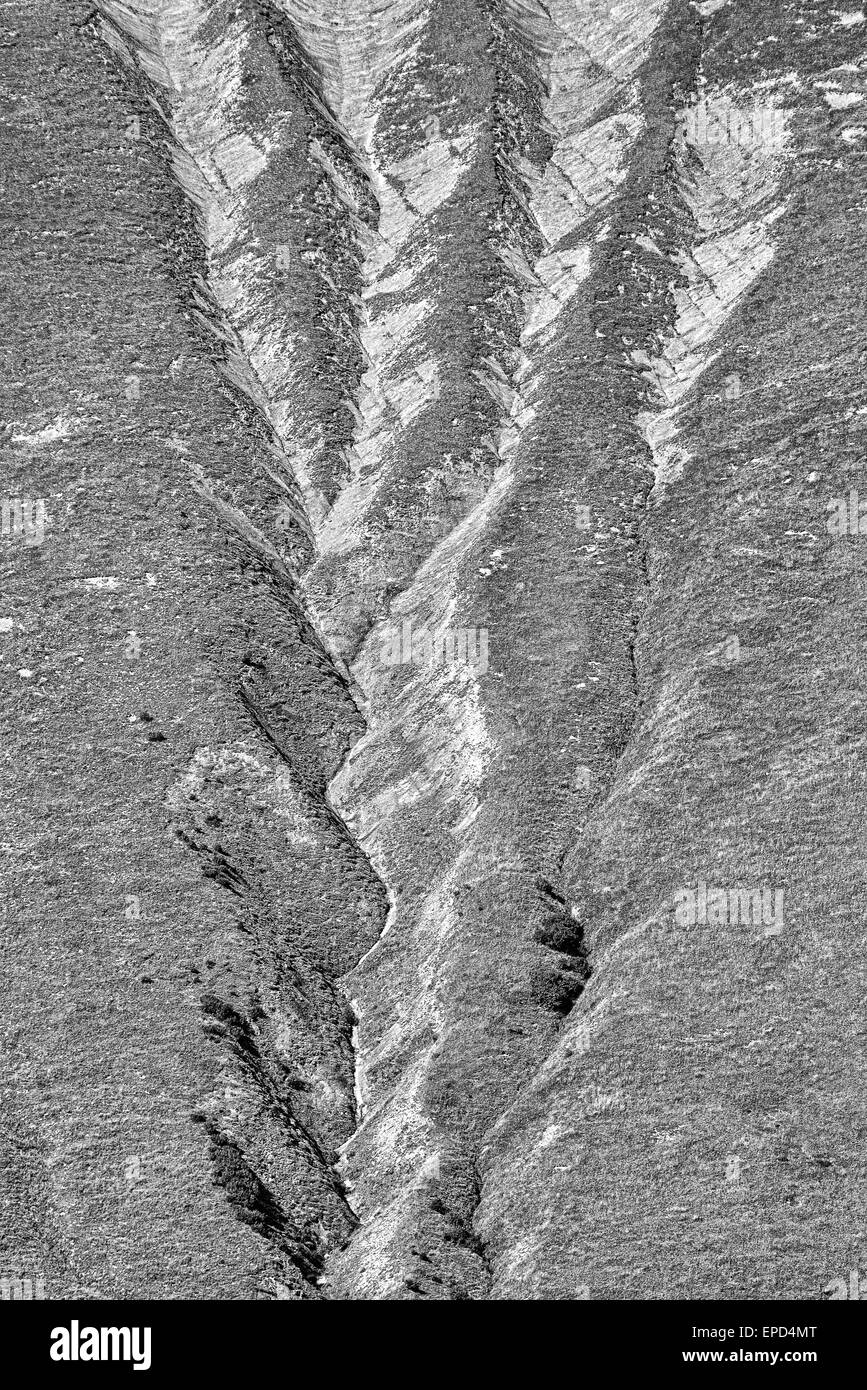 Textur auf dem Berg Seite, Ecrins, Delfinato, Frankreich, BW Stockfoto