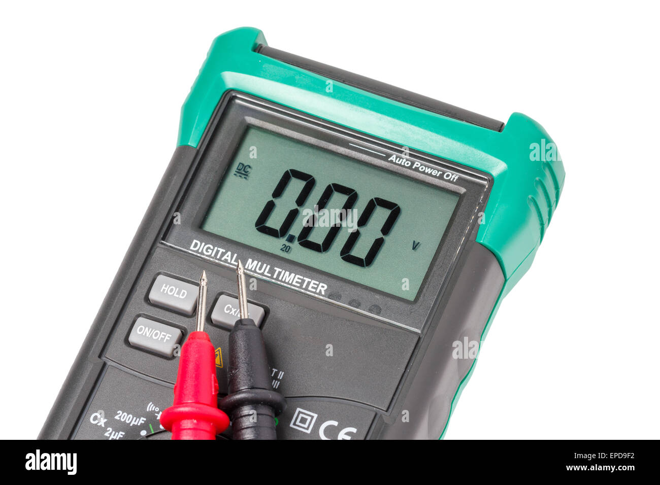 Digital-Multimeter mit Verlegung Sonden isoliert auf weiss Stockfoto