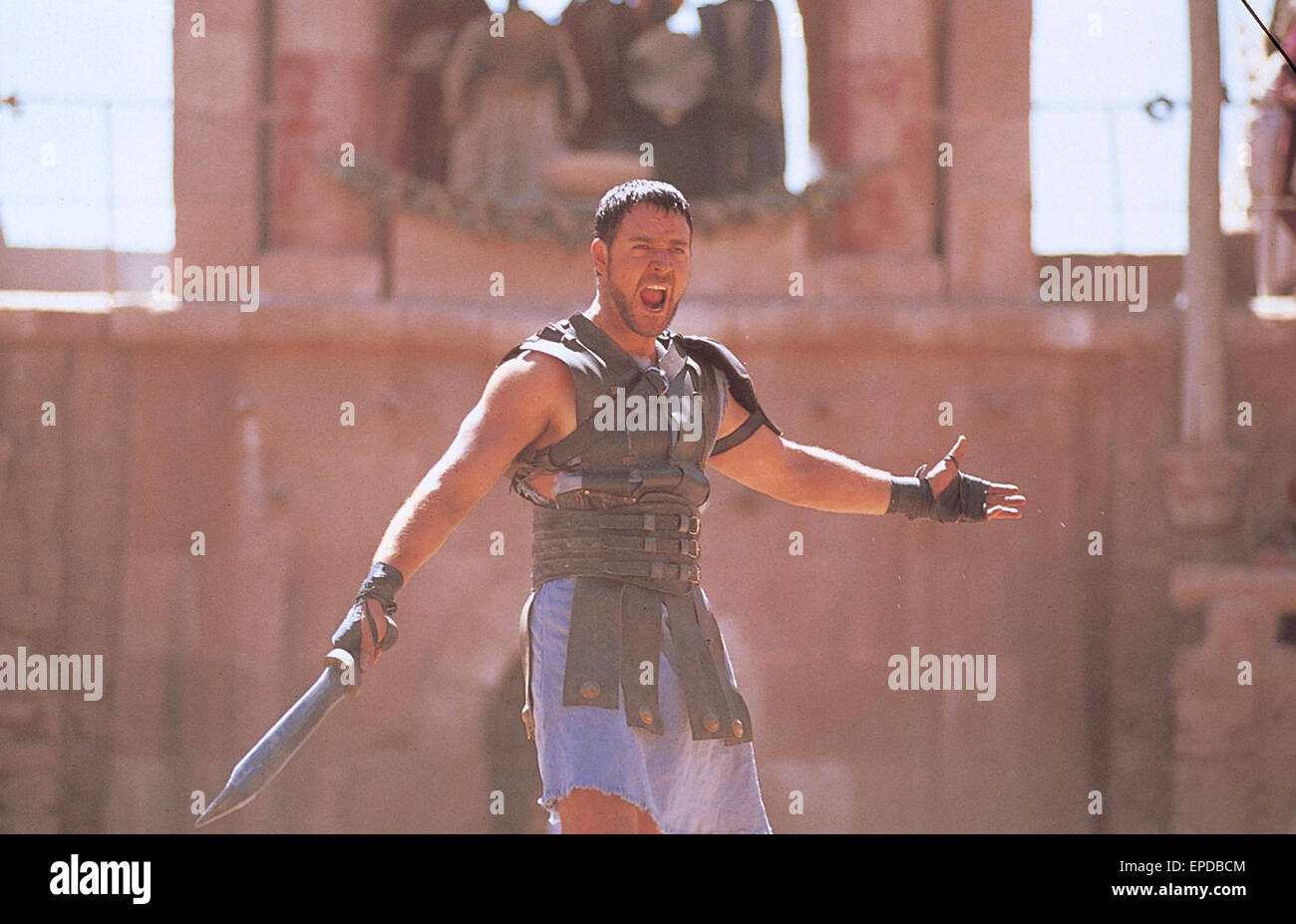 Gladiator ist ein 2000 amerikanisch-britischen epische Historiendrama Film unter der Regie von Ridley Scott, mit Russell Crowe und Joaquin Phoenix.  Dieses Foto ist nur zu redaktionellen Zwecken und unterliegen dem Copyright von der Filmgesellschaft und/oder der Fotograf von dem Film oder der Firma zugeordnet und kann nur durch Veröffentlichungen im Zusammenhang mit der Förderung der oben genannten Film reproduziert werden. Eine obligatorische Gutschrift auf die Filmgesellschaft ist erforderlich. Der Fotograf sollte auch angerechnet werden, wenn bekannt. Stockfoto