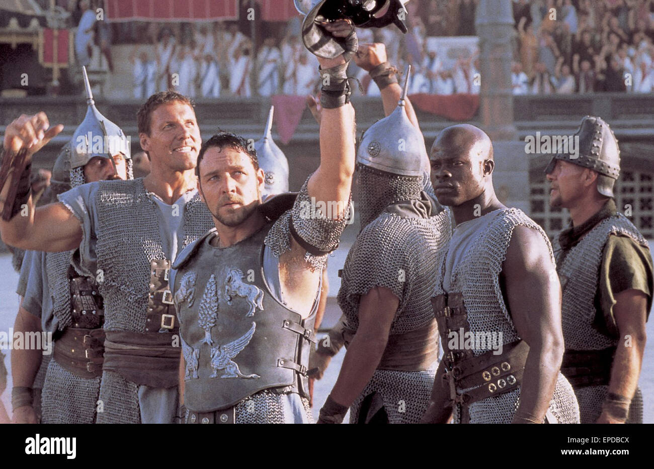 Gladiator ist ein 2000 amerikanisch-britischen epische Historiendrama Film unter der Regie von Ridley Scott, mit Russell Crowe und Joaquin Phoenix.  Dieses Foto ist nur zu redaktionellen Zwecken und unterliegen dem Copyright von der Filmgesellschaft und/oder der Fotograf von dem Film oder der Firma zugeordnet und kann nur durch Veröffentlichungen im Zusammenhang mit der Förderung der oben genannten Film reproduziert werden. Eine obligatorische Gutschrift auf die Filmgesellschaft ist erforderlich. Der Fotograf sollte auch angerechnet werden, wenn bekannt. Stockfoto