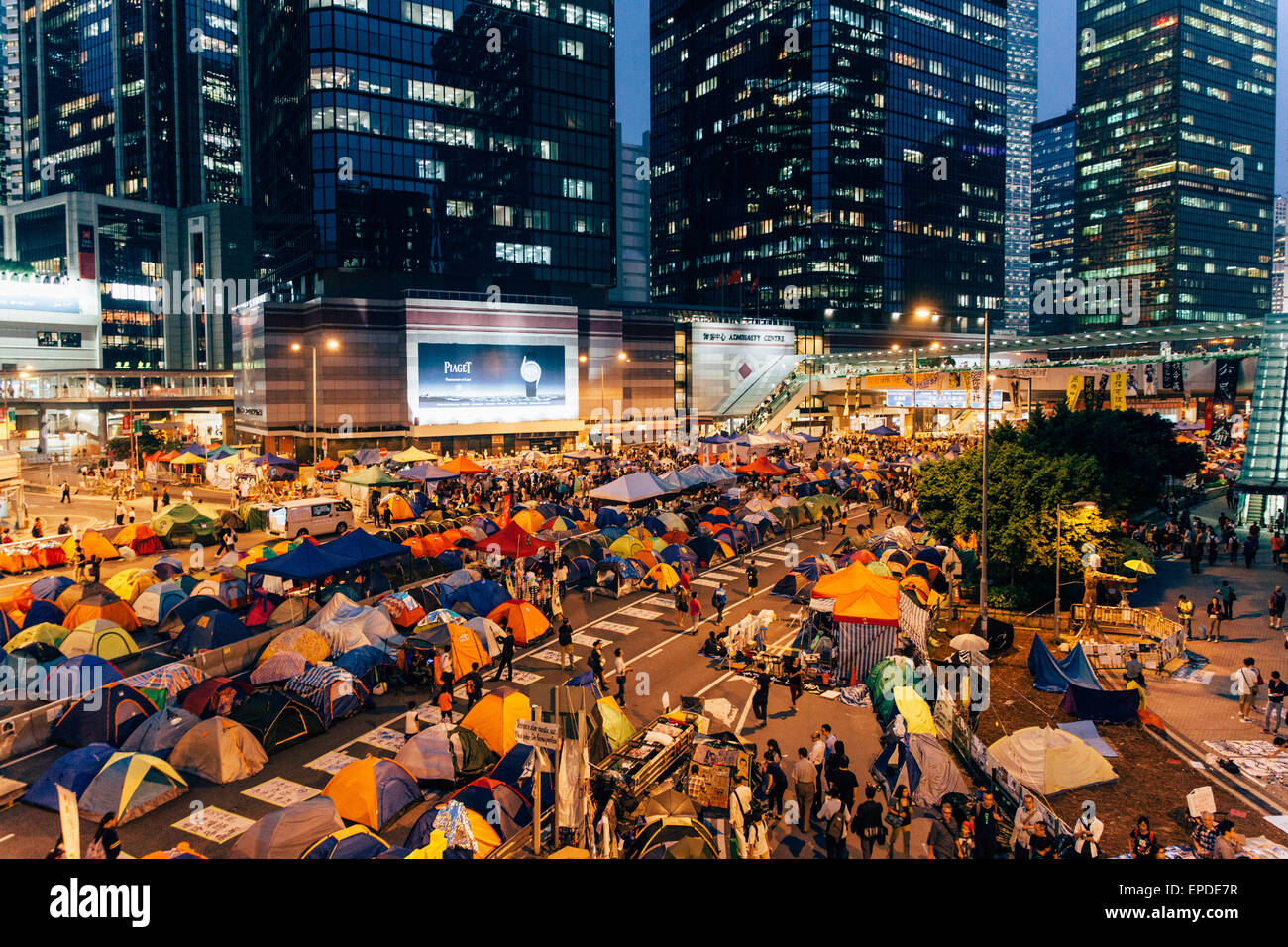 HONG KONG, 24.Okt: Regenschirm-Revolution in der Admiralität am 24. Oktober 2014. Stockfoto