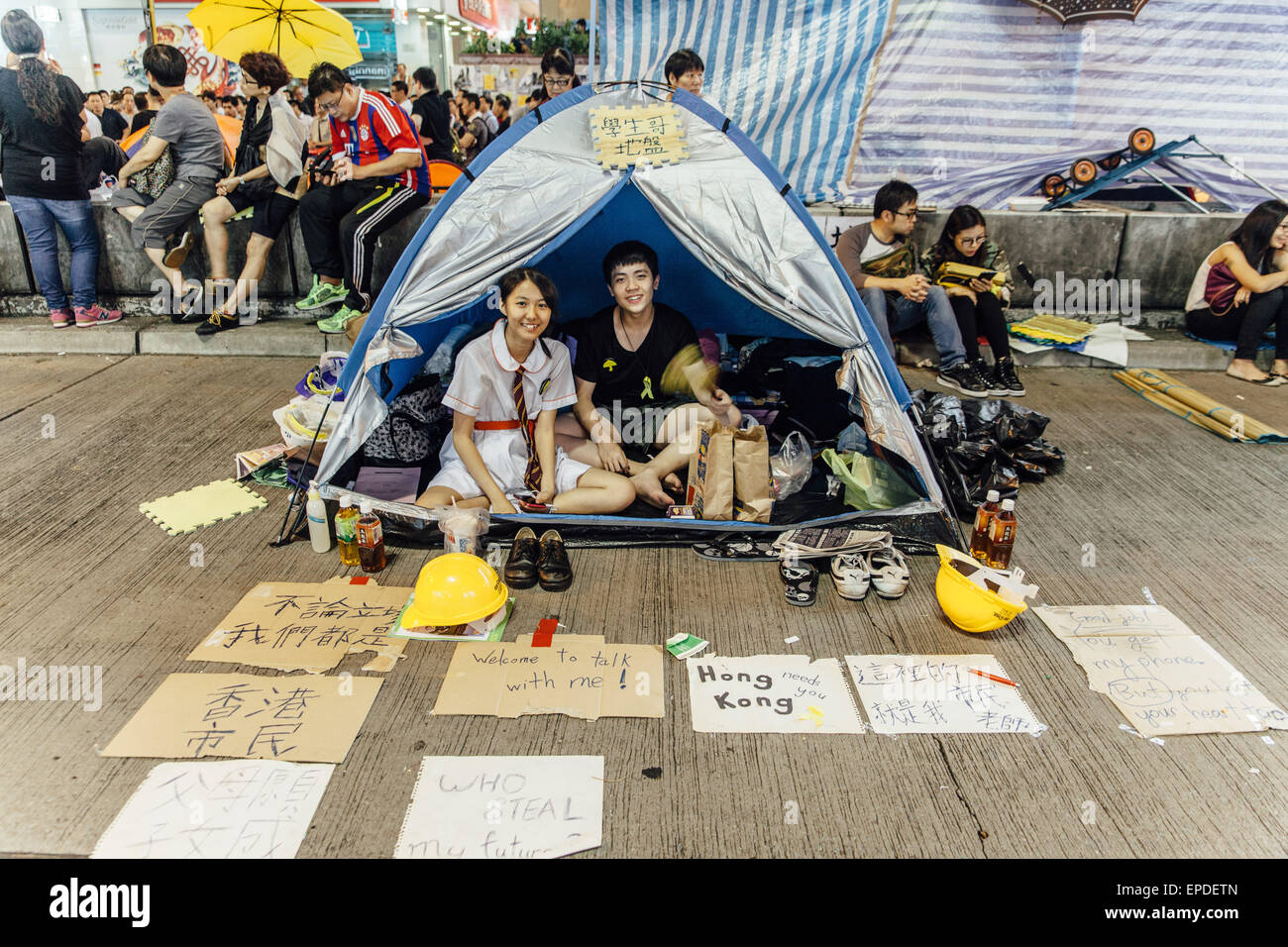 HONG KONG, Okt 23: Regenschirm-Revolution in Mongkok am 23. Oktober 2014. Stockfoto