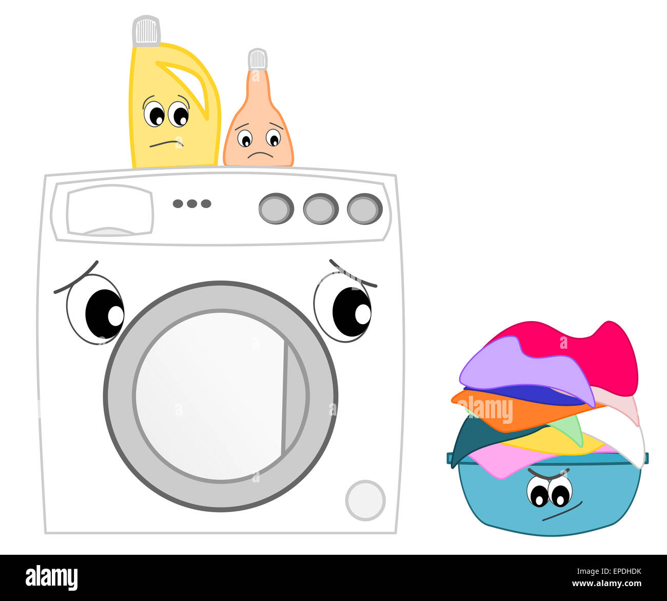 Die Angst vor Waschmaschine lustige Karikatur illustration Stockfotografie  - Alamy