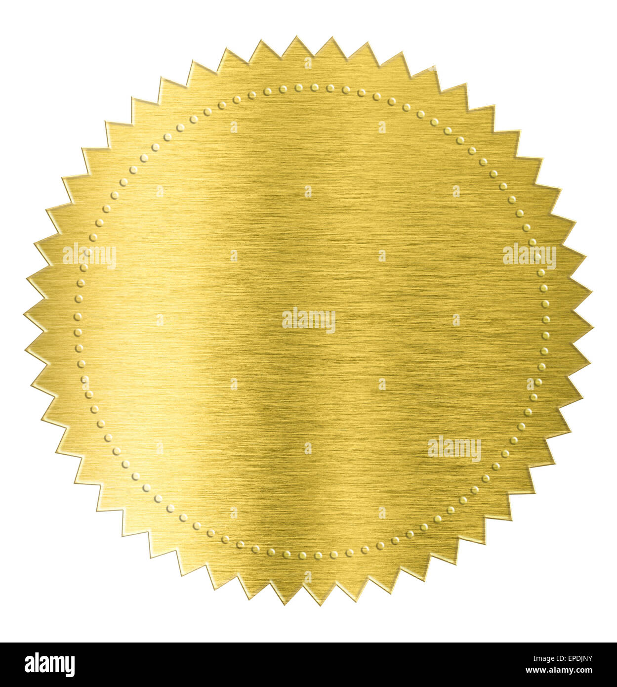 Goldene Aufkleber Siegel Label isoliert mit Beschneidungspfad enthalten Stockfoto