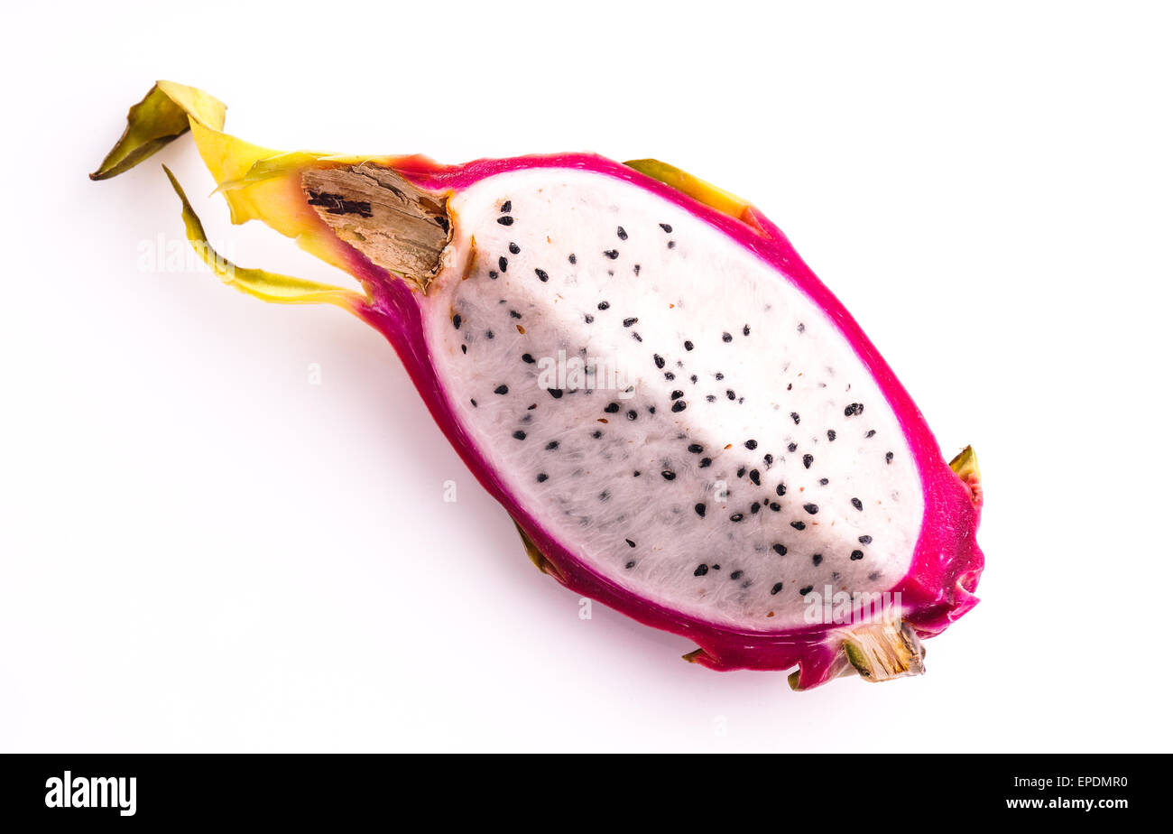 Drachenfrucht oder Pitaya isoliert auf weiss Stockfoto