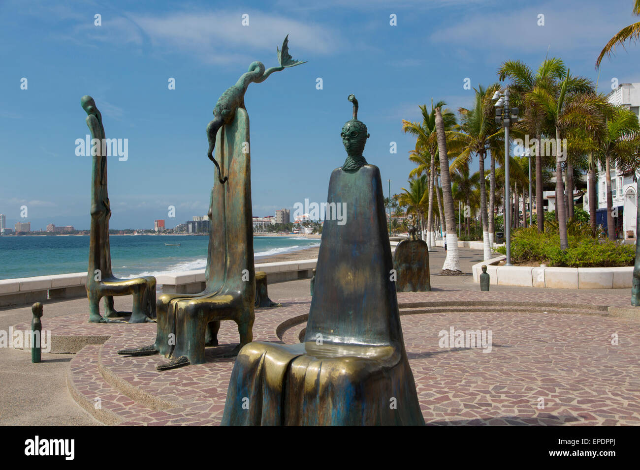 Die Rotunde auf dem Meer von Alejandro Colunga, Malecon, Puerto Vallarta, Jalisco, Mexiko Stockfoto