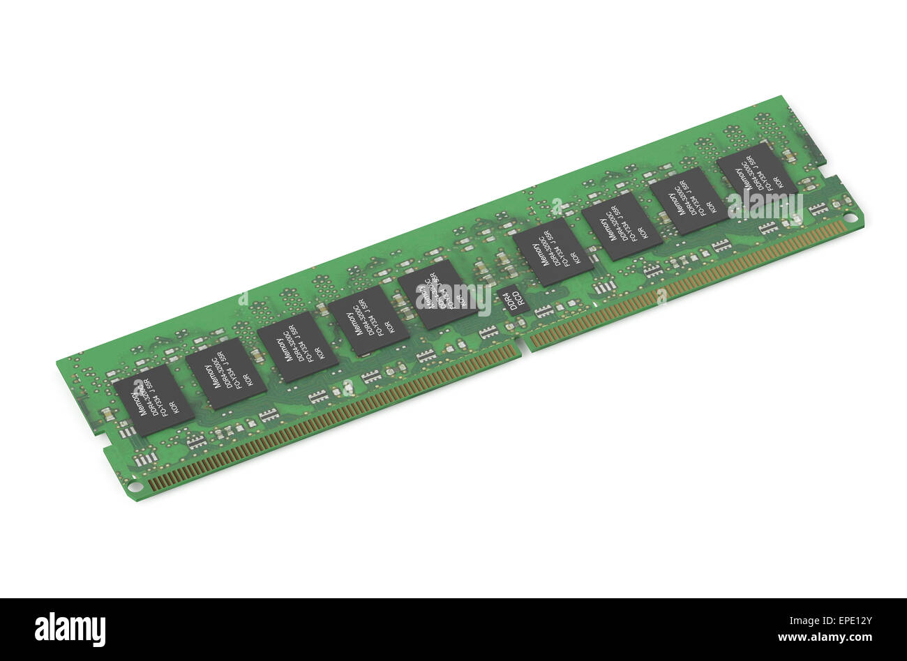 DDR4-Speicher-Modul isoliert auf weißem Hintergrund Stockfoto