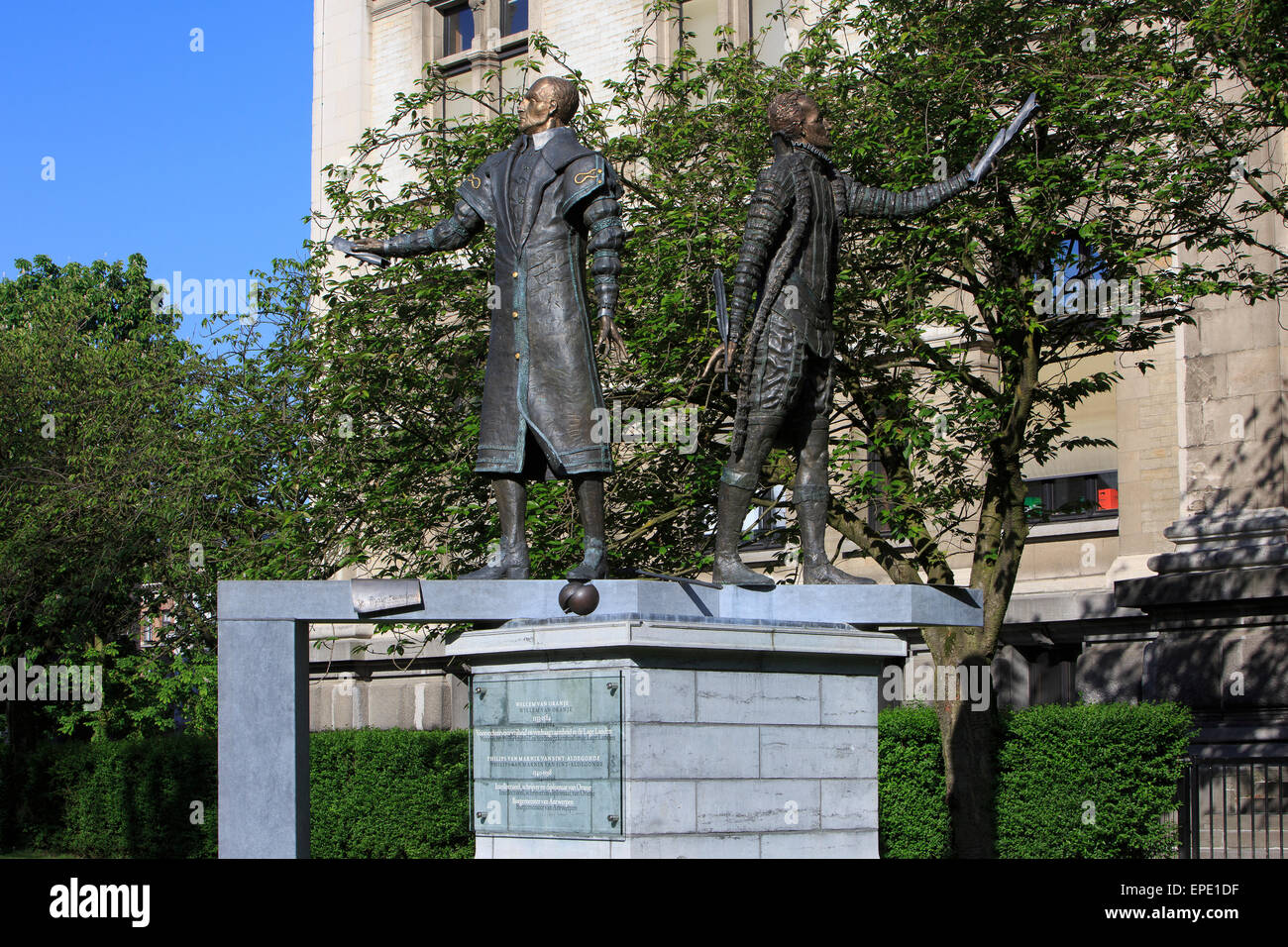 Denkmal für Wilhelm i., Prinz von Oranien & Philips von Marnix, Herrn von Saint-Aldegonde in Antwerpen, Belgien Stockfoto