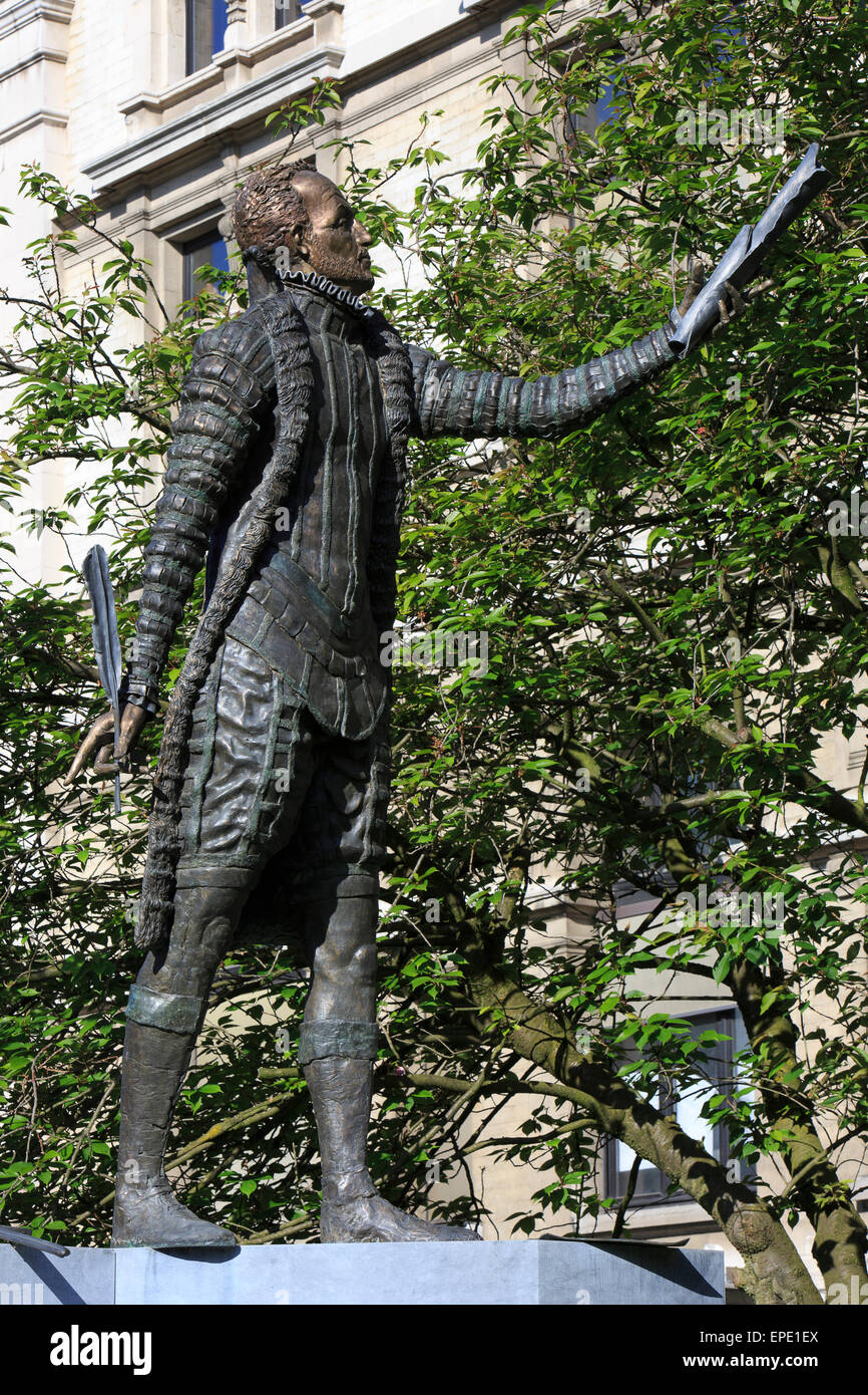 Statue von Philips von Marnix, Herrn von Saint-Aldegonde (1540-1598) in Antwerpen, Belgien Stockfoto