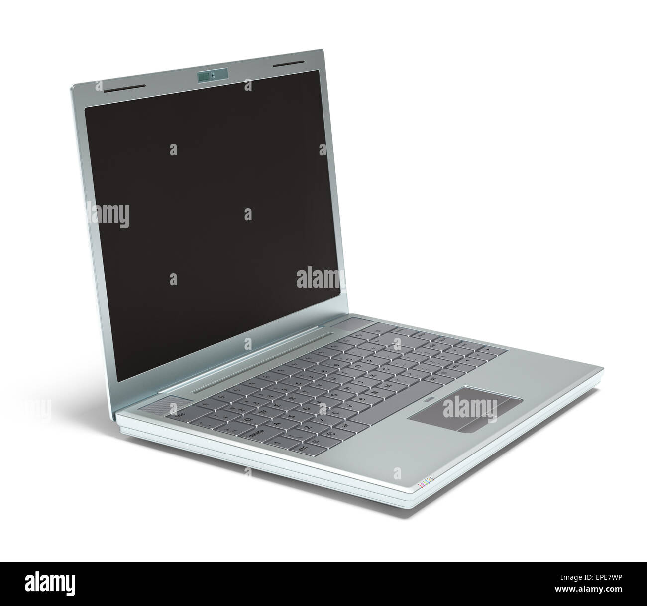 Silber Laptop auf weißem Hintergrund mit Clipping-Pfad enthalten. Stockfoto