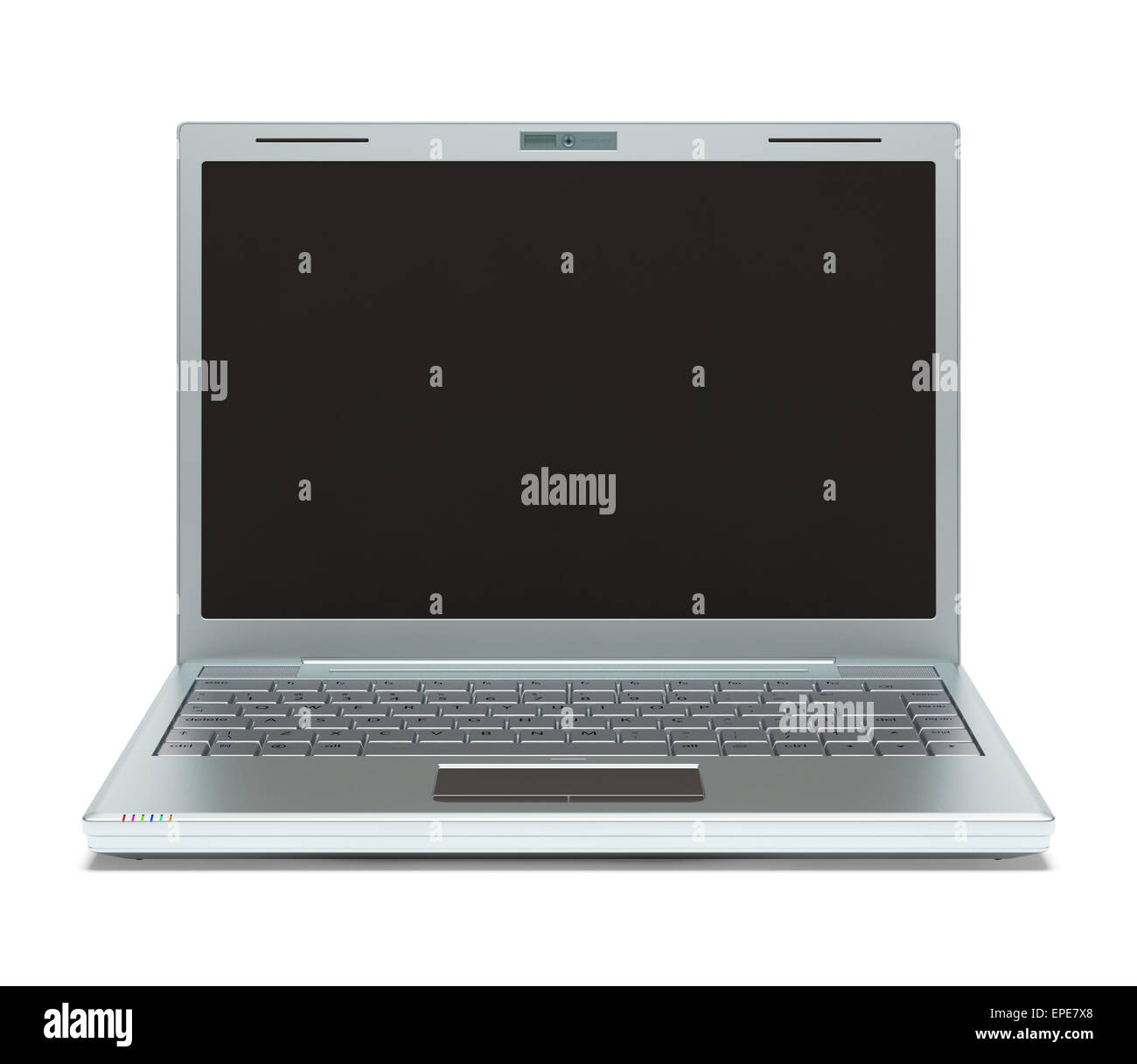 Silber Laptop auf weißem Hintergrund mit Clipping-Pfad enthalten. Stockfoto