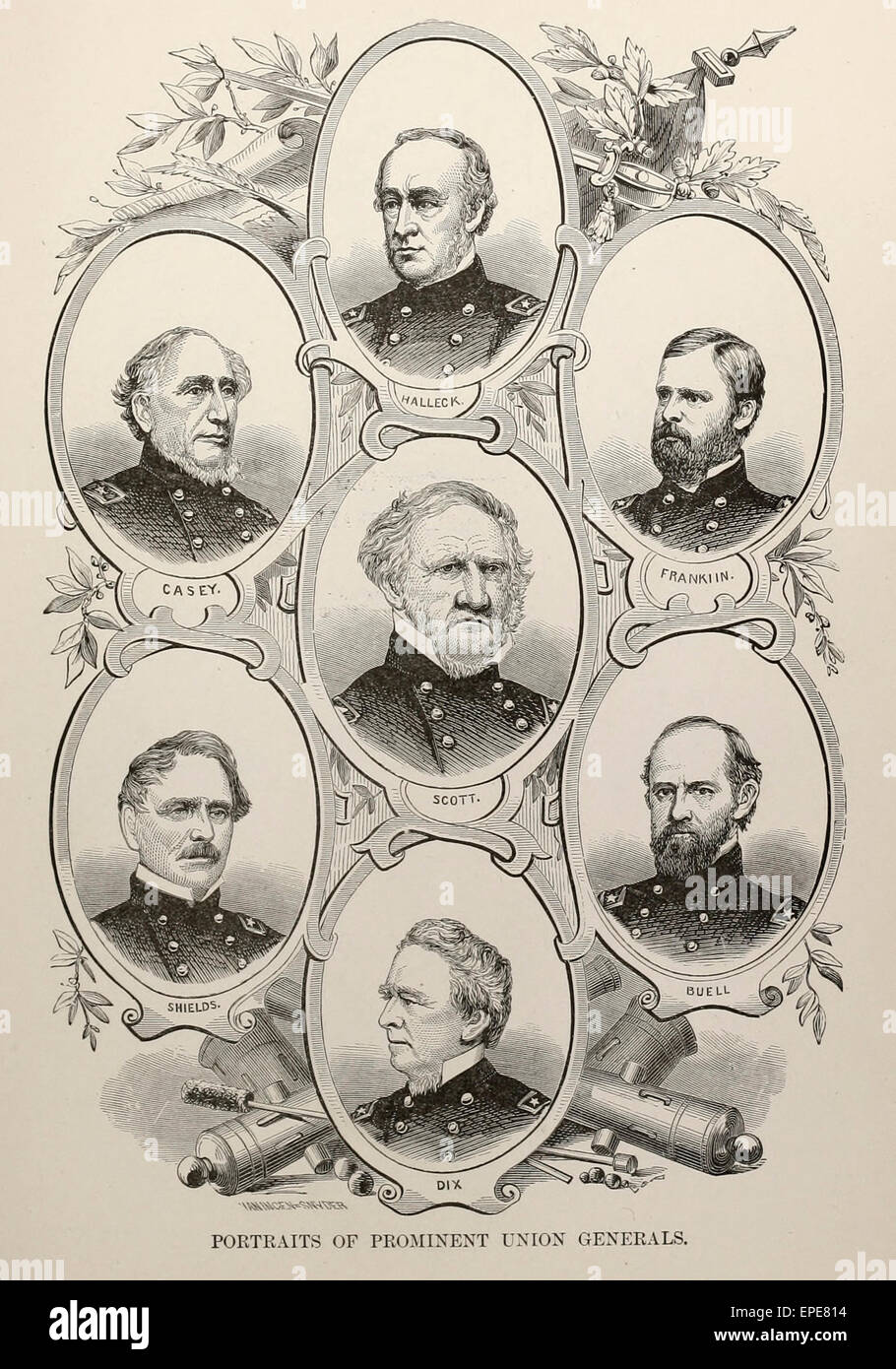 Porträts von prominenten Union Generäle - USA Bürgerkrieg - Casey, Scott, Picard, Schild, Franklin, Buell, Dix Stockfoto