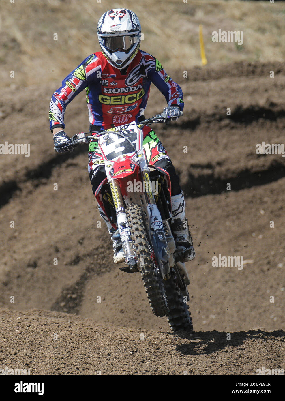 Rancho Cordova, Kalifornien, USA. 16. Mai 2015. # 3 Eli Tomac nehmen eine 1. Runde Sieg im Lucas Oil Pro Motocross Meisterschaft Moto 1 450 Unterricht in Hangtown Motocross Classic Rancho Cordova, CA Thurman James/CSM/Alamy Live News Stockfoto