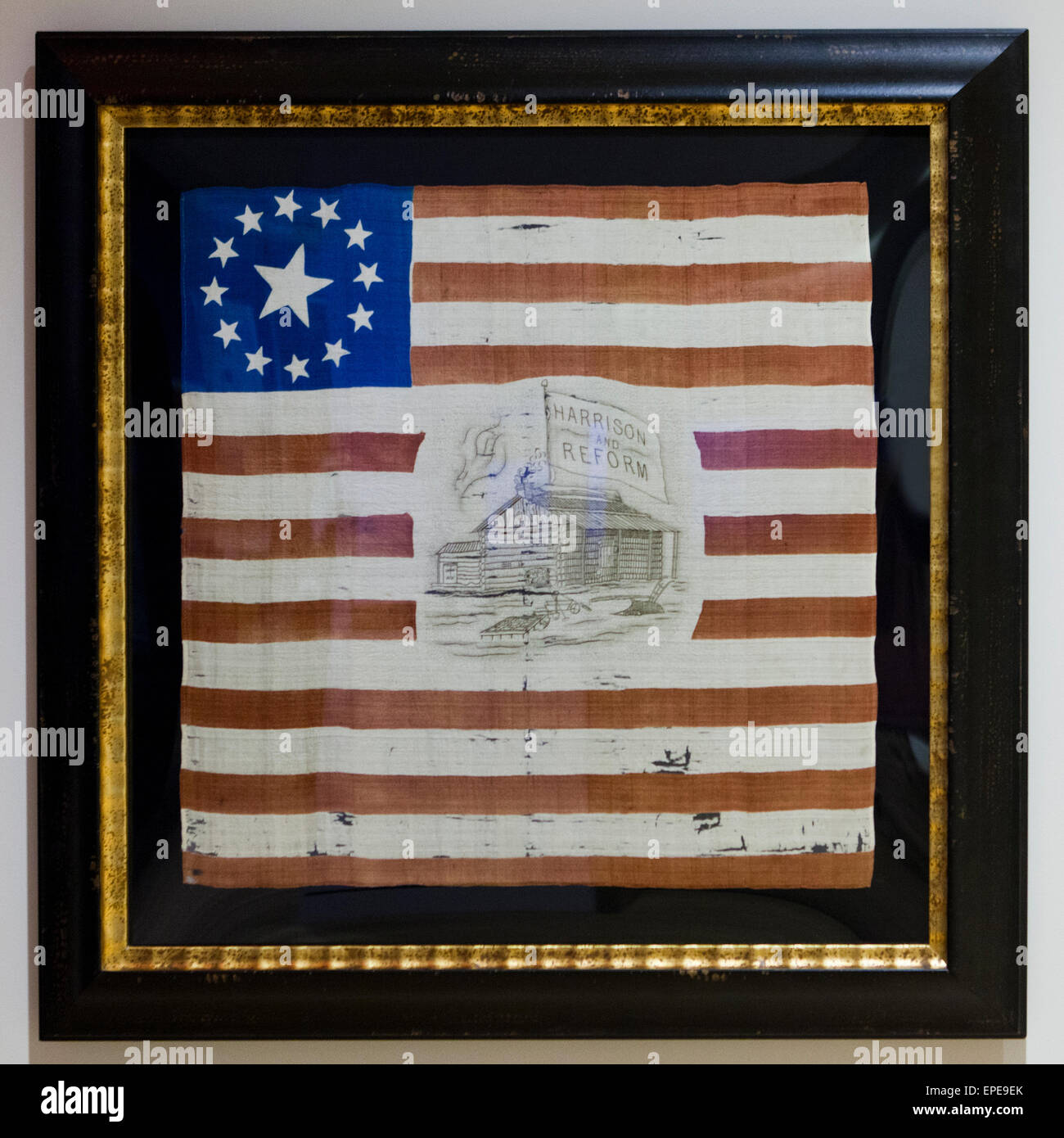 13 Sterne amerikanische Flagge von Harrison Präsidentschaftswahlkampf - George Washington Universität Textilmuseum Stockfoto