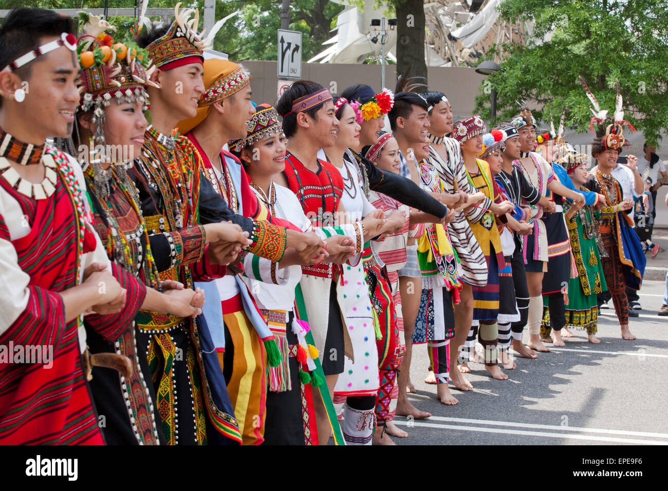 Taiwanese einheimischen Tanz-Performance im nationalen Asian Heritage Festival - Washington, DC USA Stockfoto