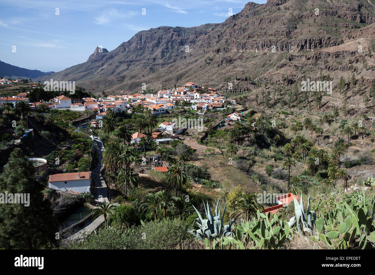 Ansicht von Fataga, Gran Canaria, Kanarische Inseln, Spanien Stockfoto