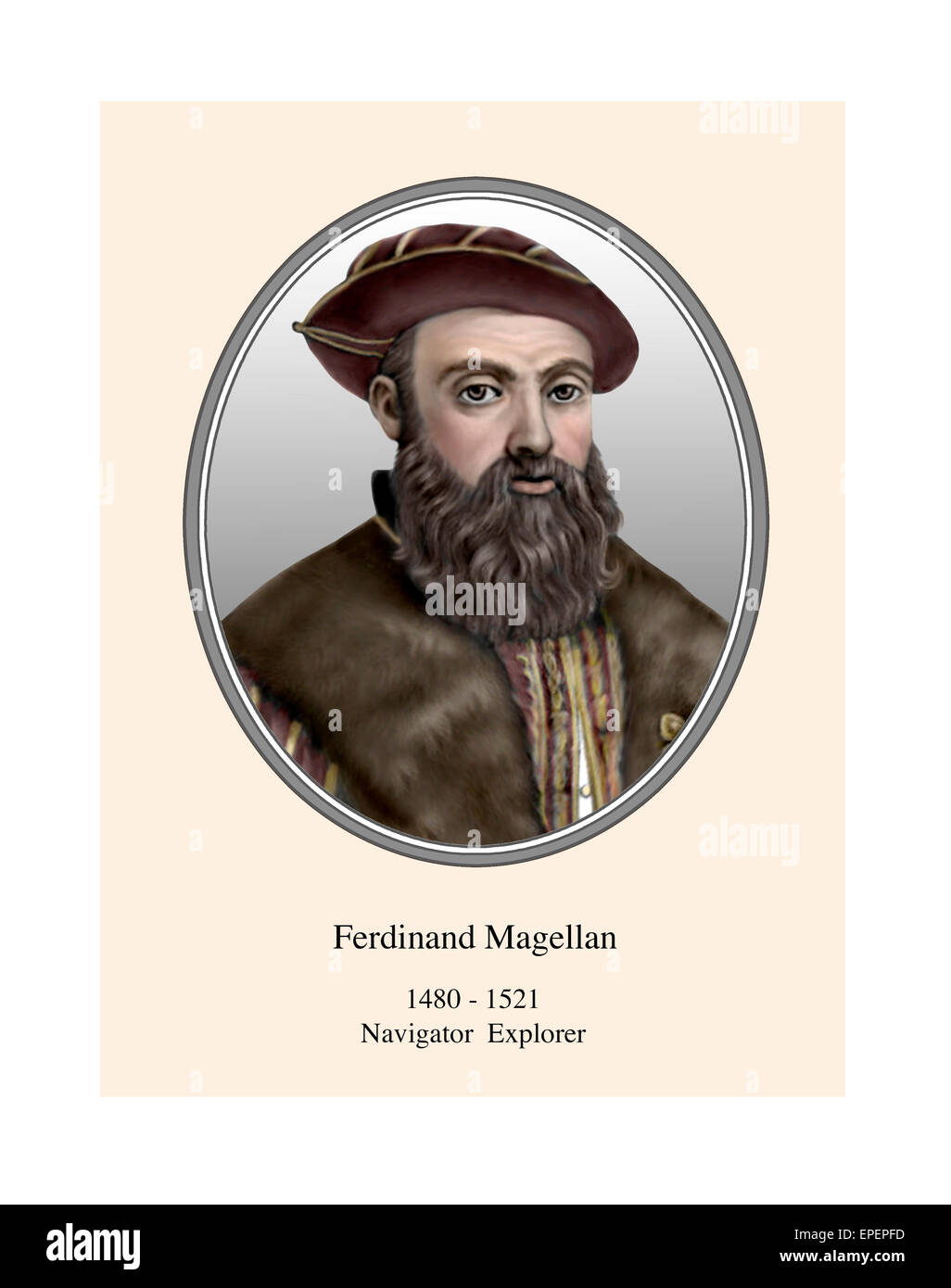 Ferdinand Magellan Navigator Porträt moderner Illustration Stockfoto