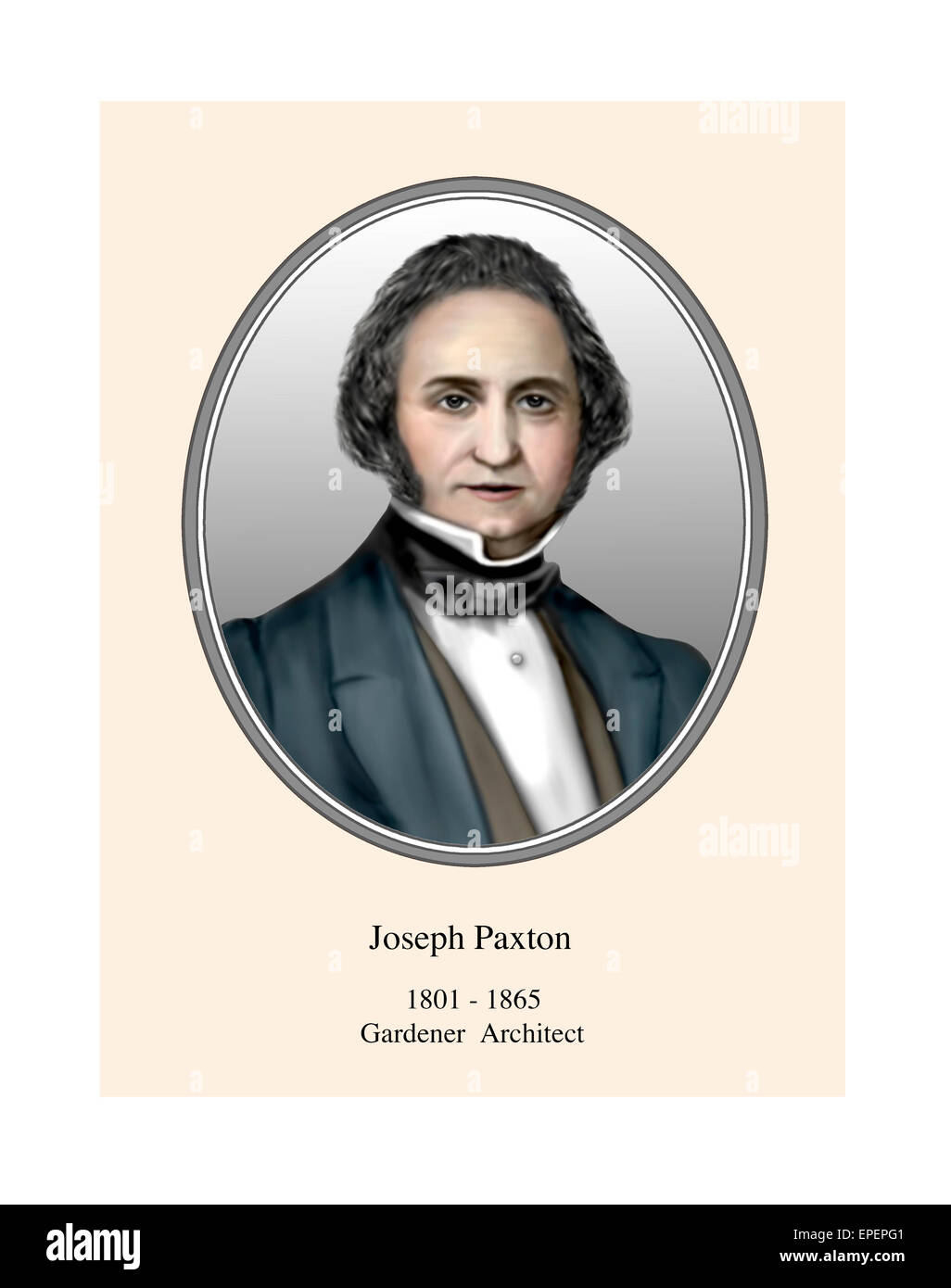 Joseph Paxton Gärtner Architekt Porträt moderner Illustration Stockfoto
