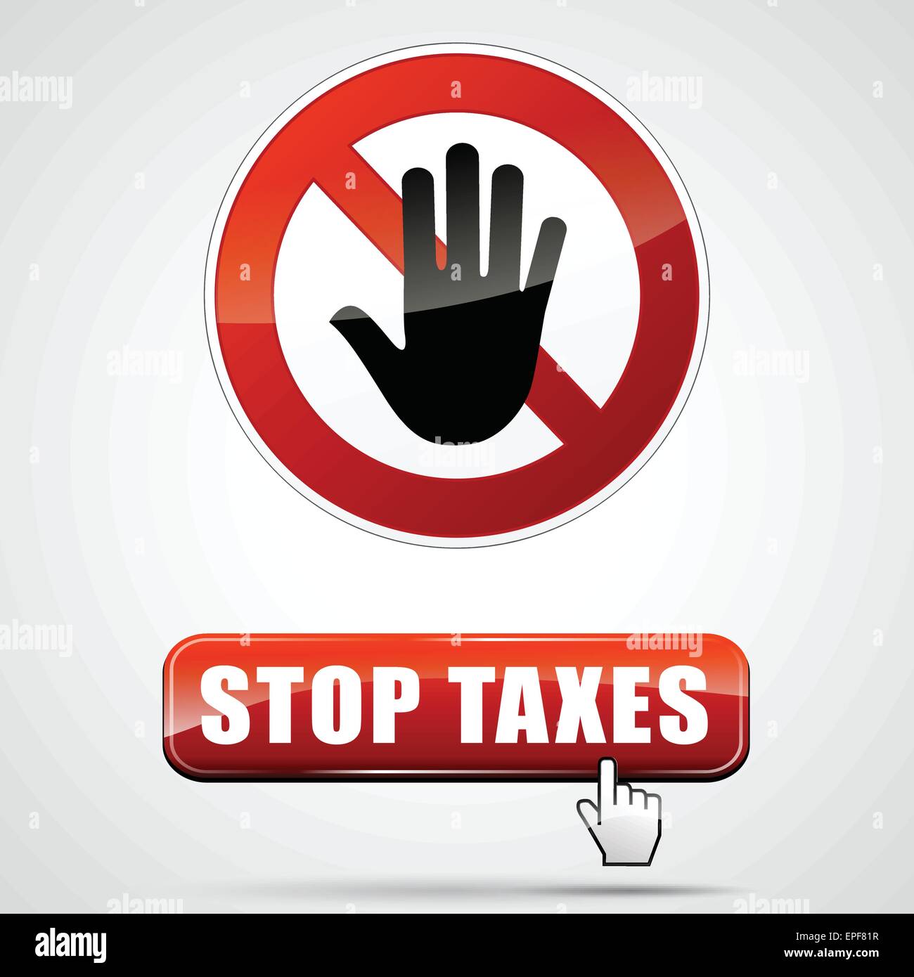 Außenillustration Steuern Stoppschild mit Web-Taste Stock Vektor