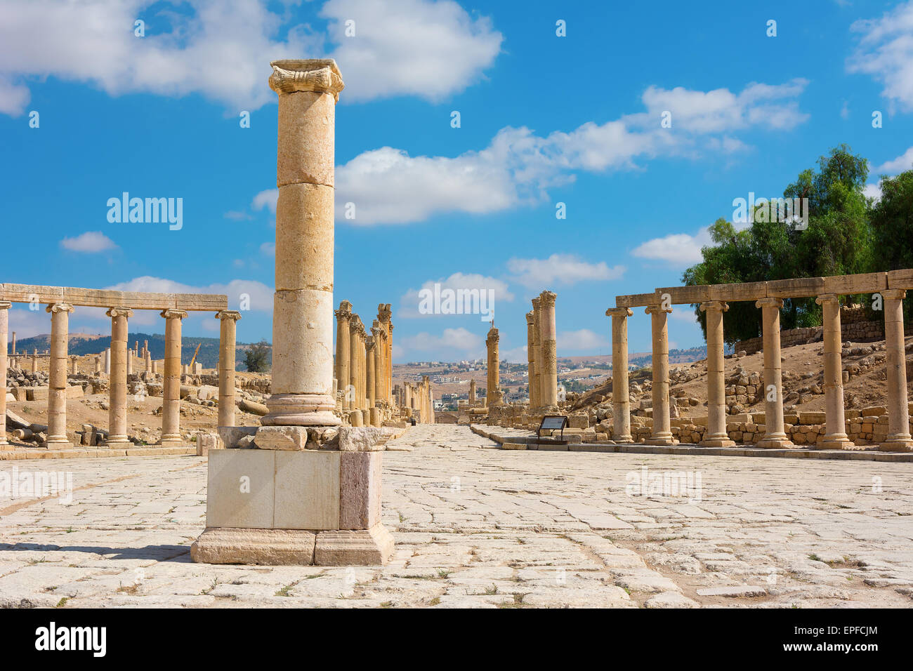 Ruinen von Jerash Jordanien Mitte des Forum Cardo Stockfoto